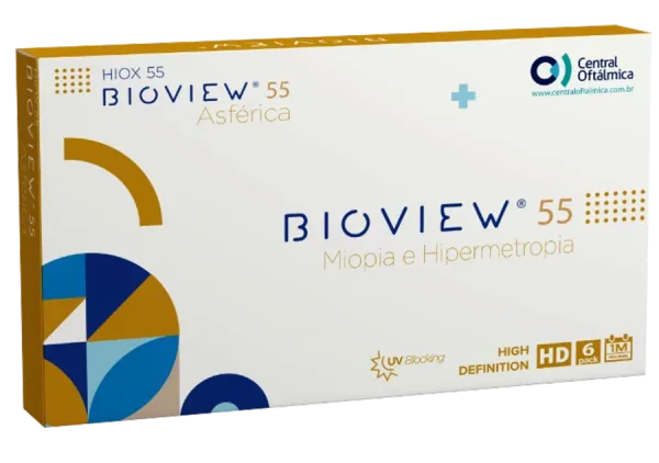 Lente de contato BioView 55 Asférica — embalagem da linha BioView