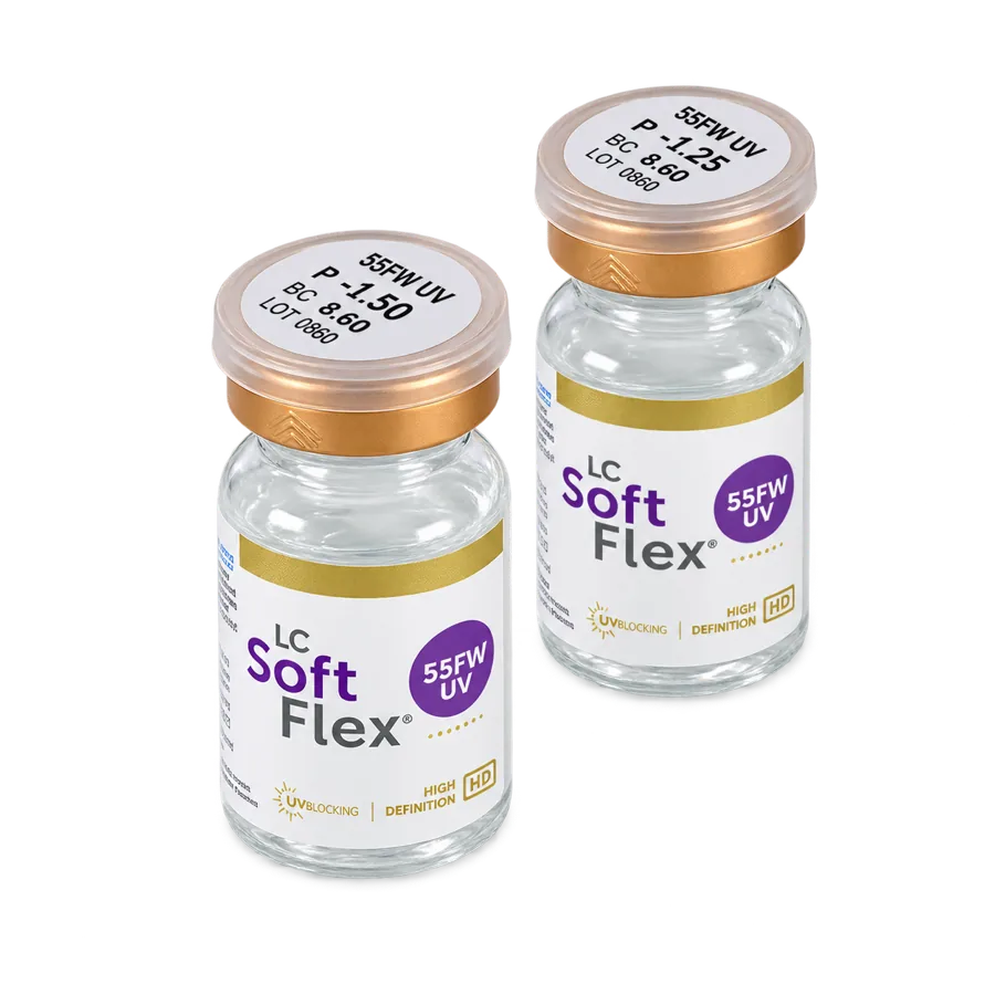 Lente de contato de reposição anual Softflex — frascos
